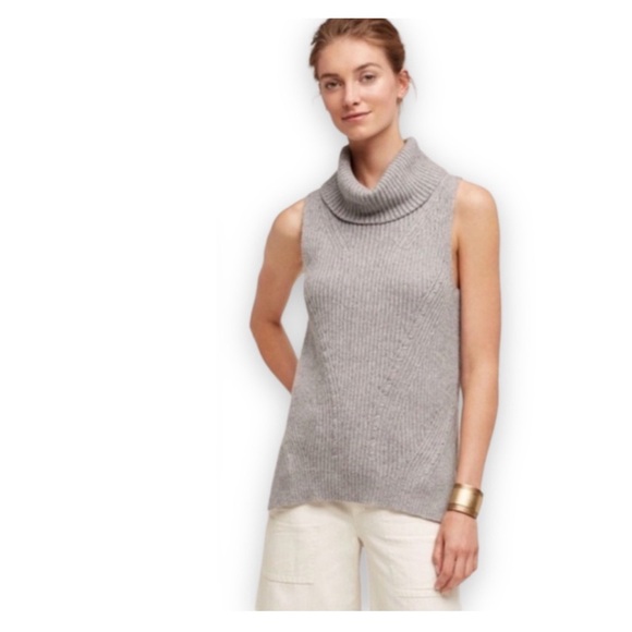 Anthropologie Angel of the North Grey Turtleneck Vest Sweater NWT Size Large - Picture 3 of 15